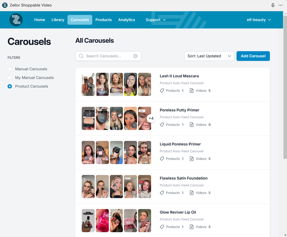 Carousels Admin Screen